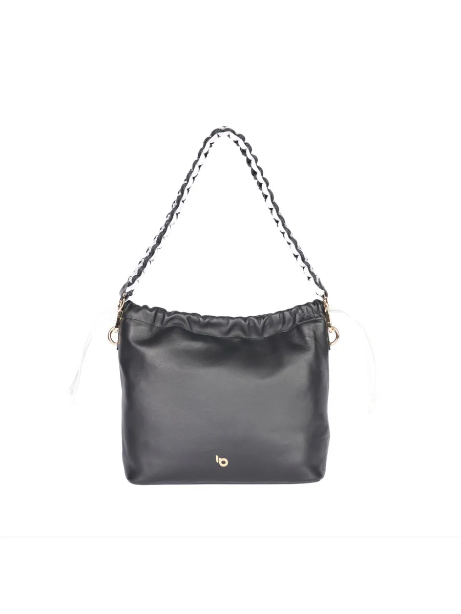 0 Genuine Leather Mira Black Shoulder Bag