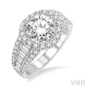 1 1/5 Ctw Diamond Semi-Mount Engagement Ring in 14K White Gold