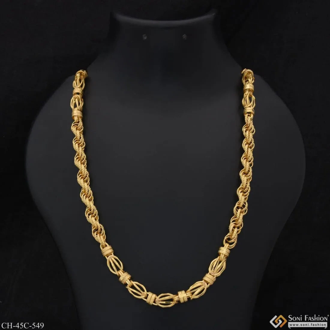 1 Gram Gold Plated 2 In 1 Rajwadi Finely Detailed Design Chain For Men - Style C549