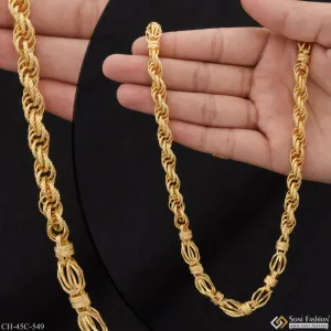 1 Gram Gold Plated 2 In 1 Rajwadi Finely Detailed Design Chain For Men - Style C549