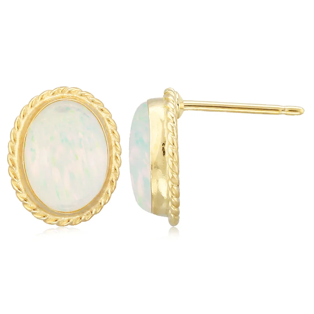 14k Gold Opal Stud Earrings