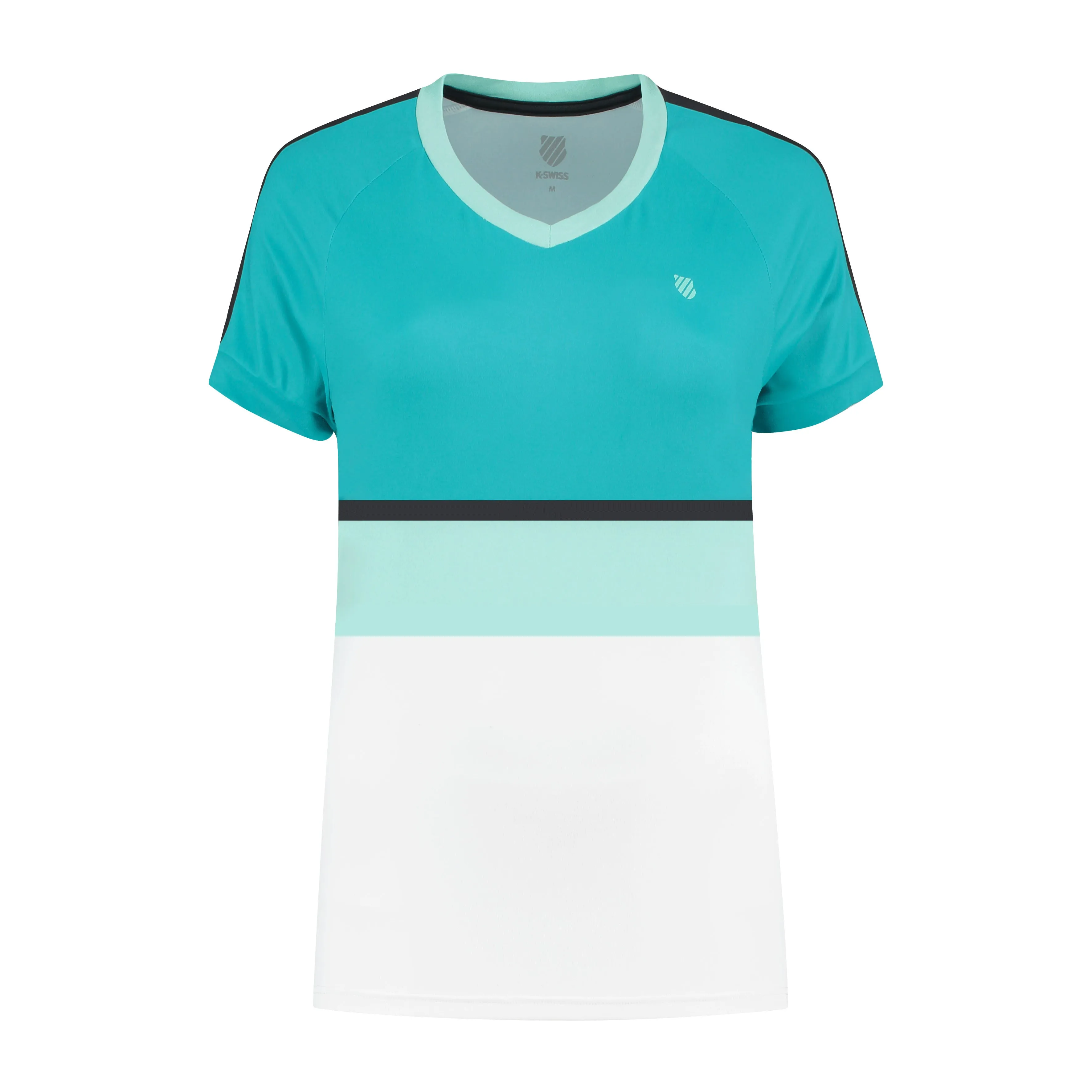 194252-988 | WOMENS HYPERCOURT STRIPE TEE | ARUBA BLUE / ALGIERS BLUE / WHITE