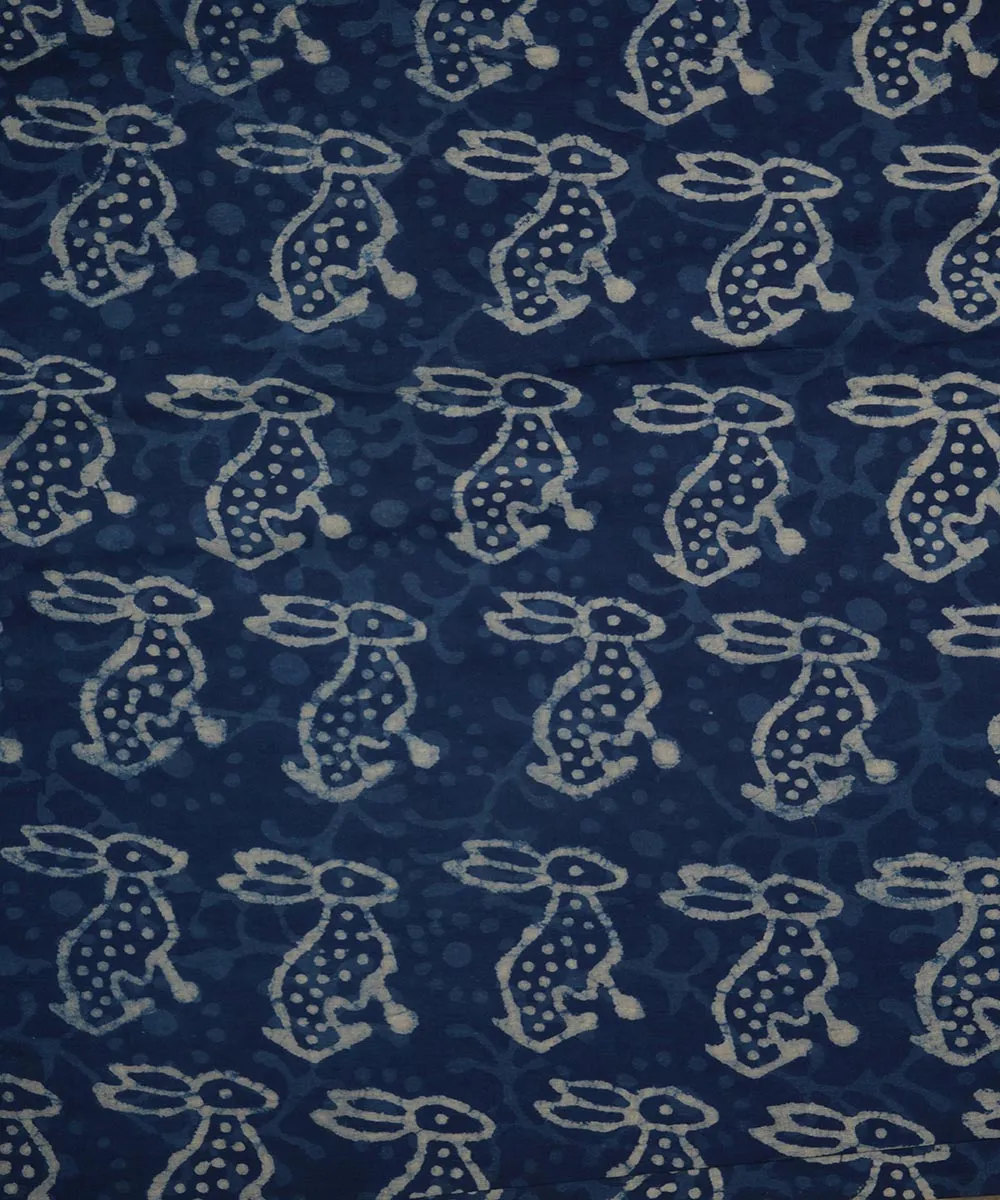 2.5m Blue handblock printed cotton sanganeri kurta material