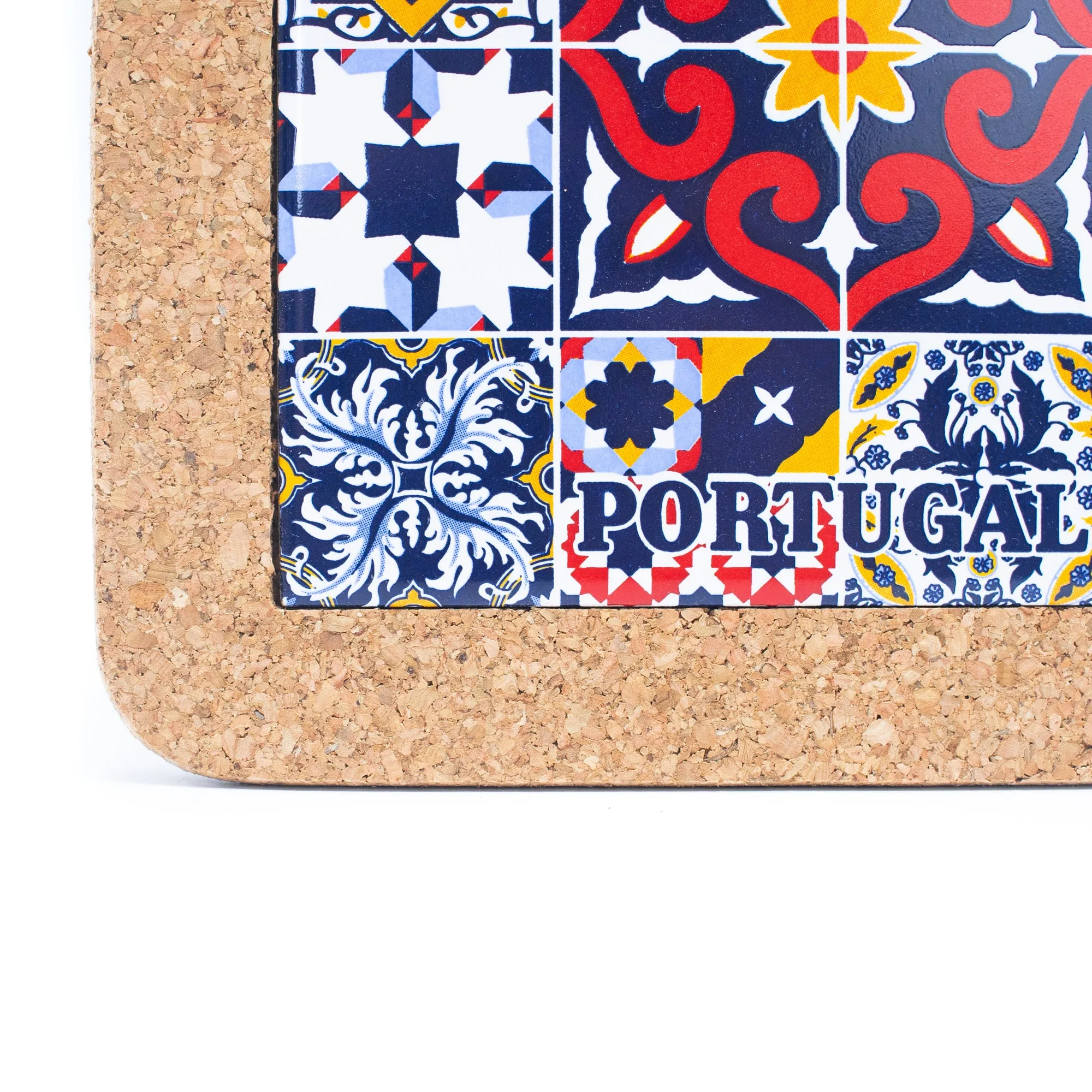 (5units)Cork with Ceramic Ethnic Portuguese Azulejo coasters- L-851