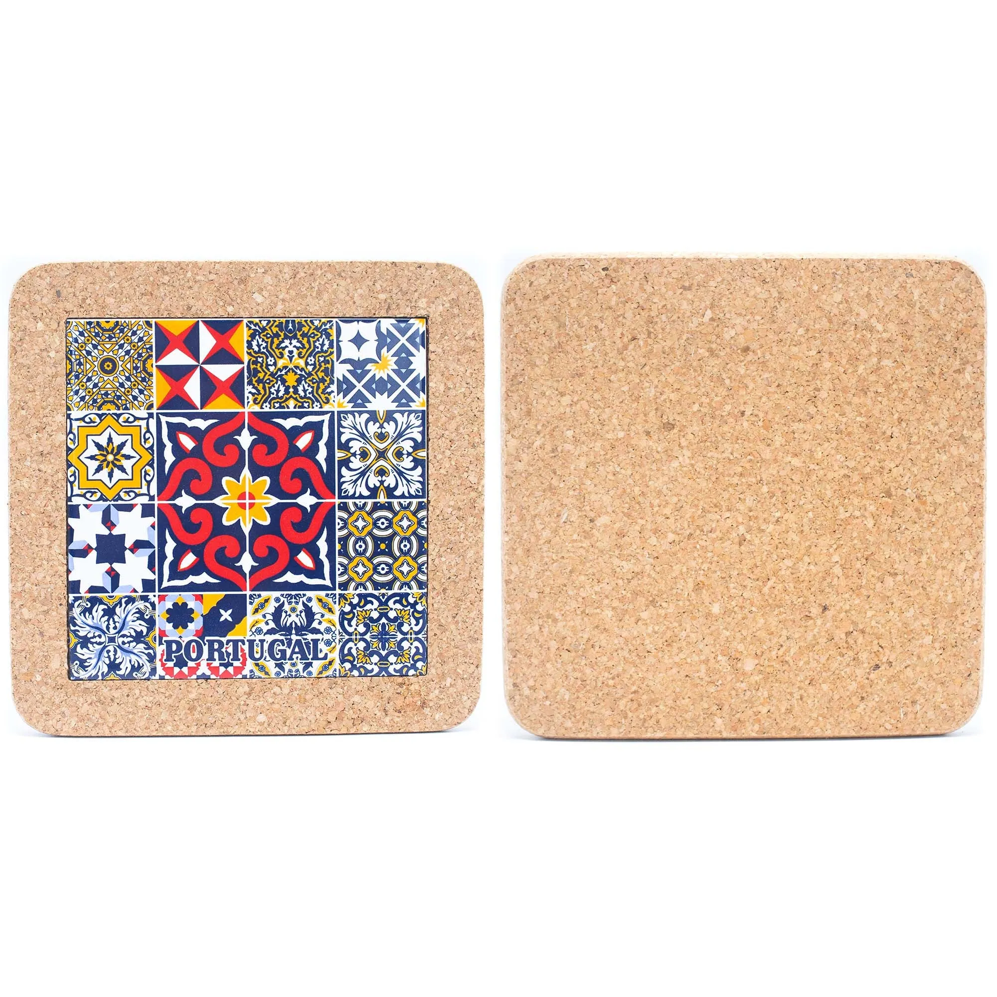 (5units)Cork with Ceramic Ethnic Portuguese Azulejo coasters- L-851