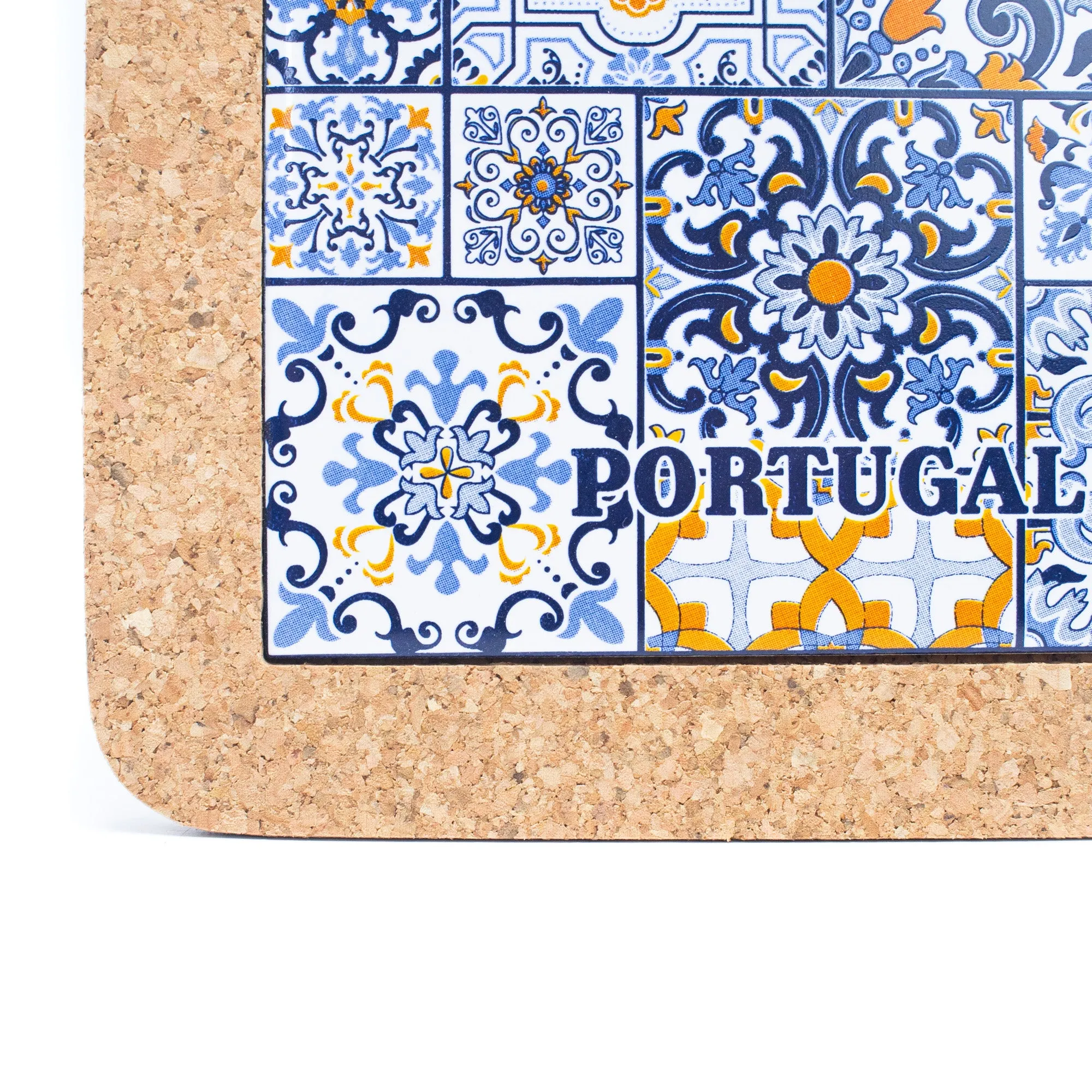 (5units)Cork with Ceramic Ethnic Portuguese Azulejo coasters- L-852-Coaster