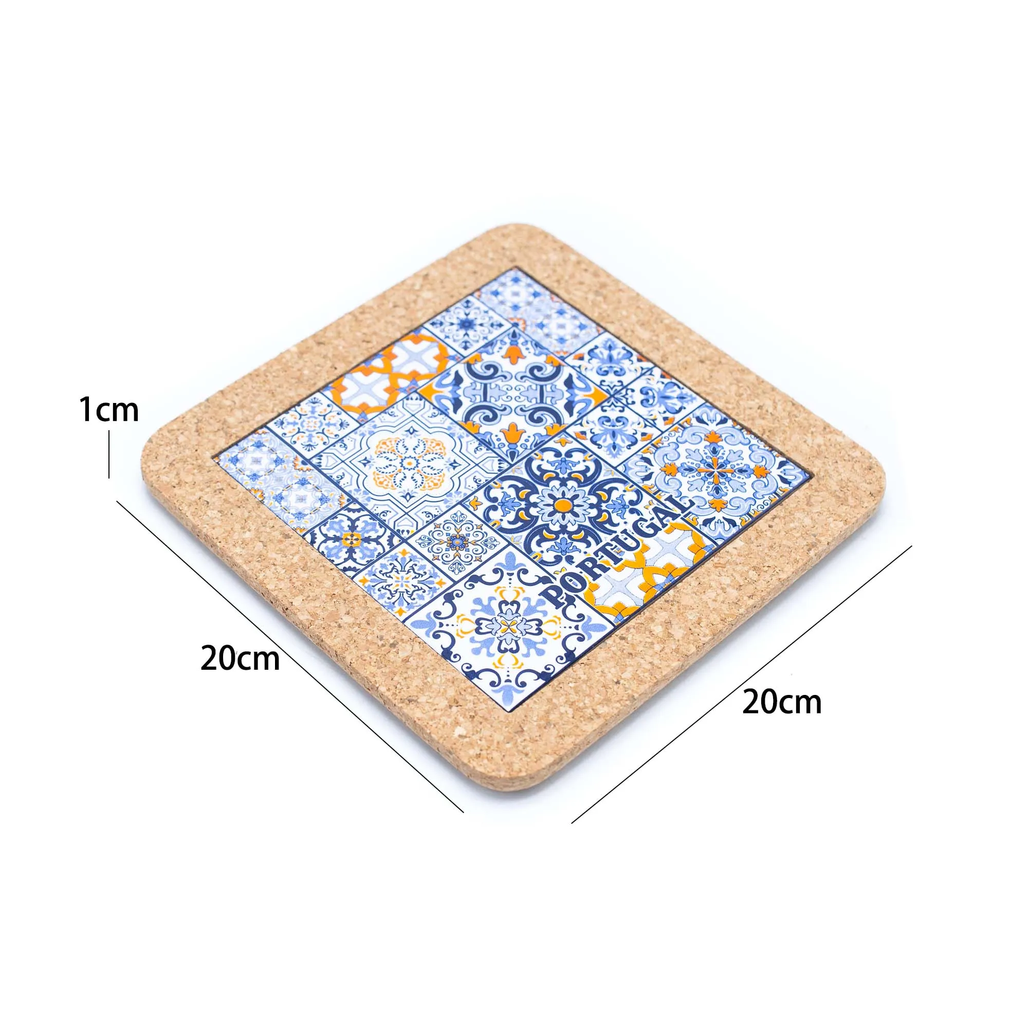 (5units)Cork with Ceramic Ethnic Portuguese Azulejo coasters- L-852-Coaster