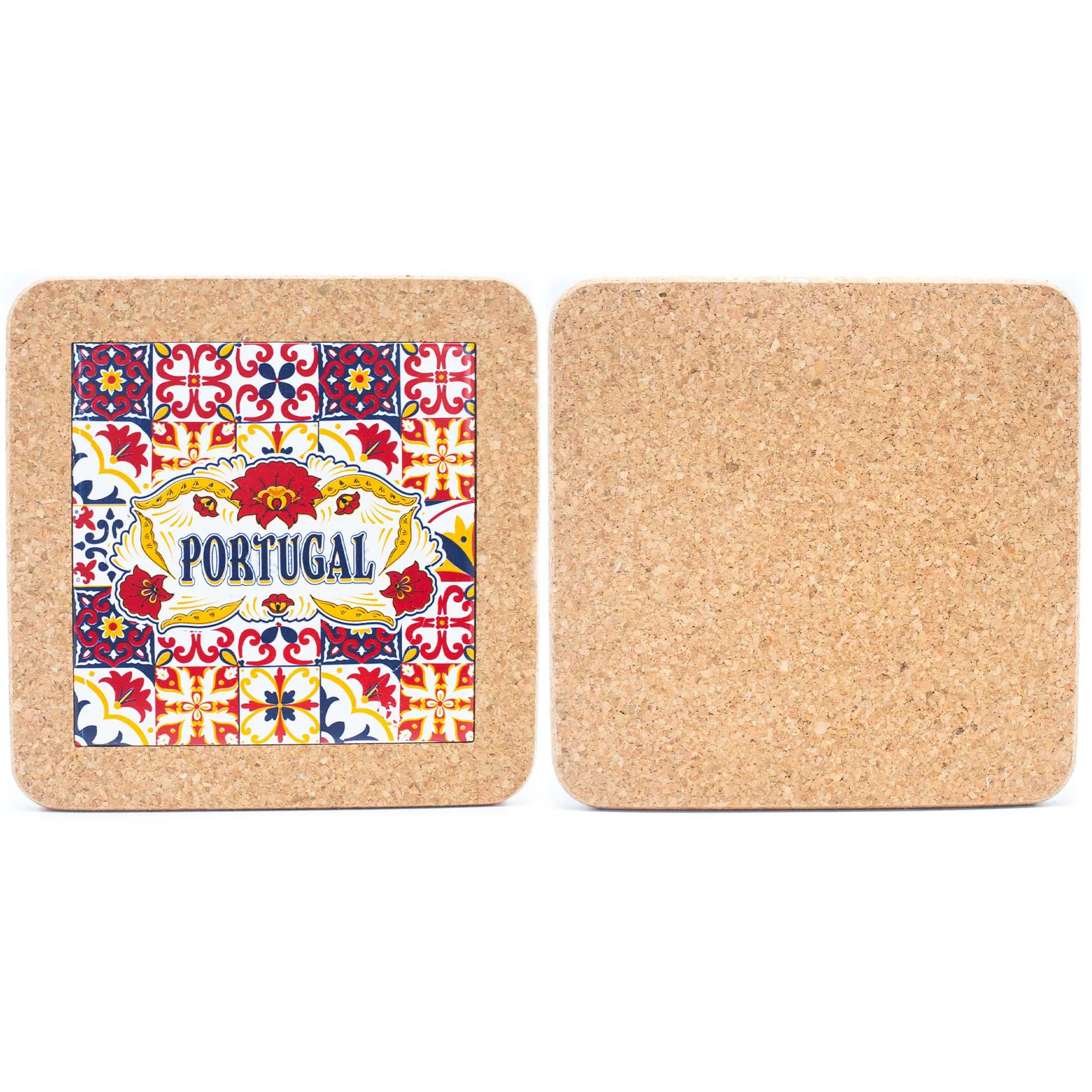 (5units)Cork with Ceramic Ethnic Portuguese Azulejo coasters- L-861-Coaster