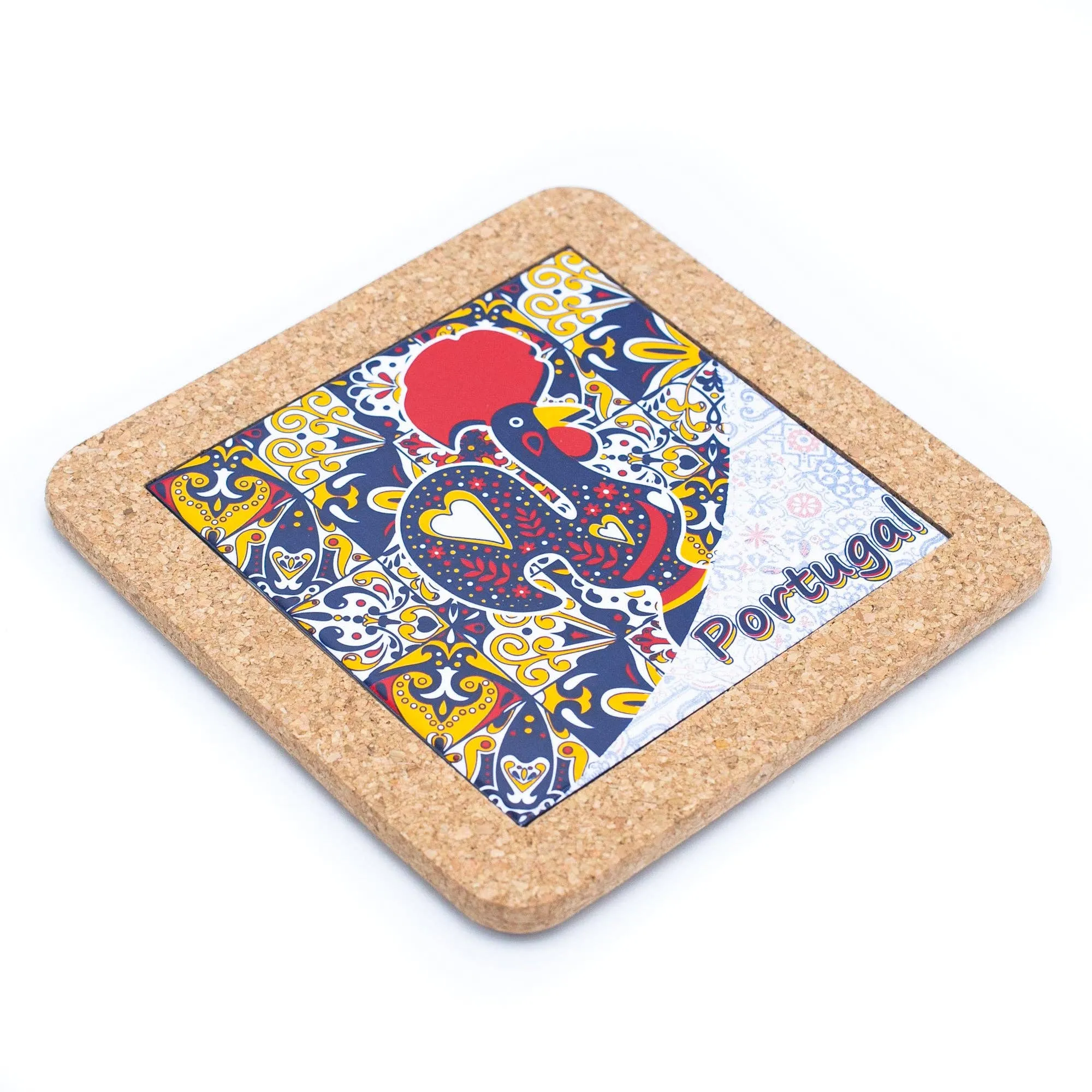 (5units)Cork with Ceramic Ethnic Portuguese Azulejo coasters- L-861-Coaster