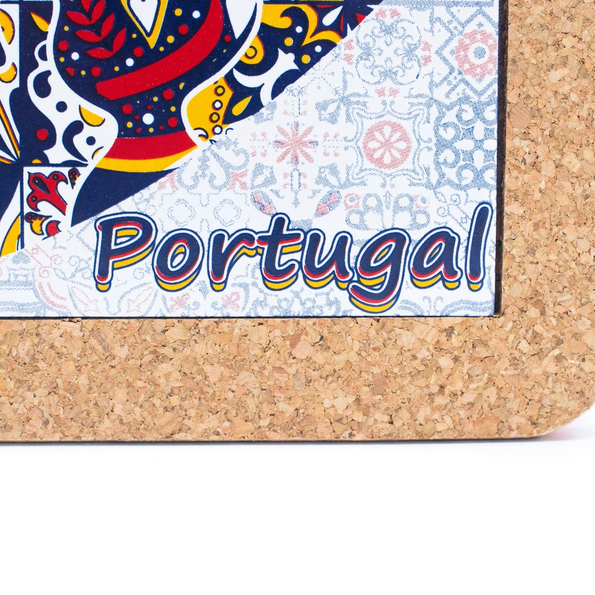 (5units)Cork with Ceramic Ethnic Portuguese Azulejo coasters- L-861-Coaster