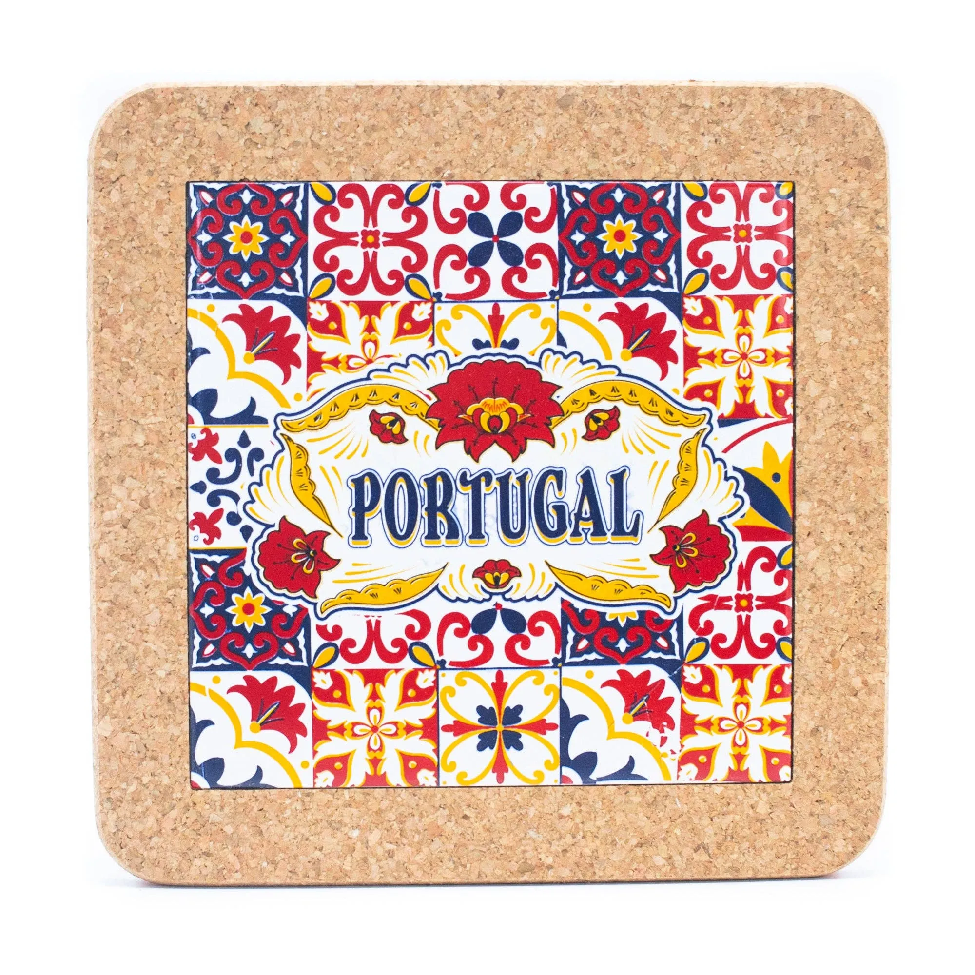 (5units)Cork with Ceramic Ethnic Portuguese Azulejo coasters- L-861-Coaster