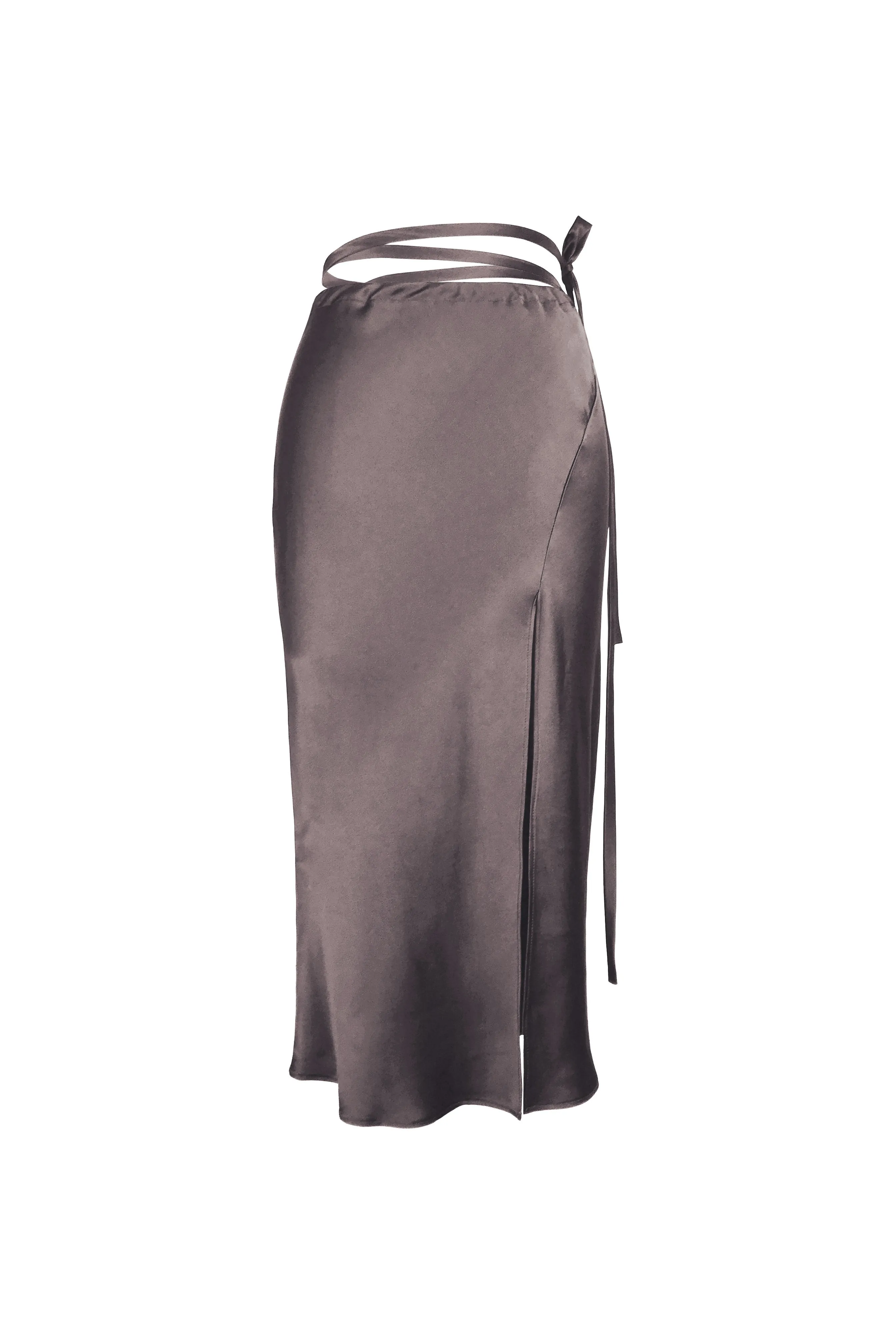 7/8 Front Slit Ribbon Skirt - Ash