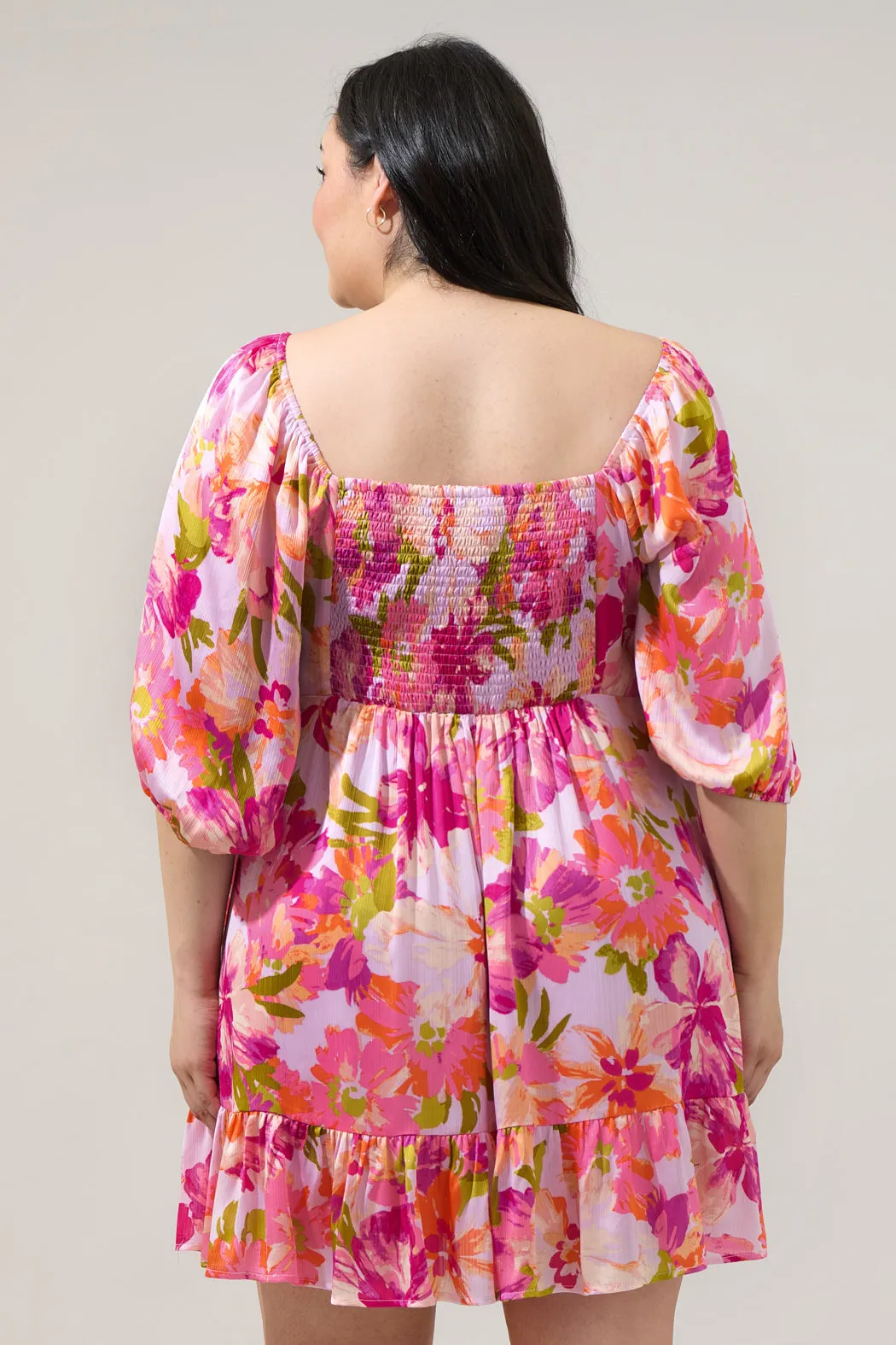 Abigal Floral Evy Sweetheart Mini Dress Curve