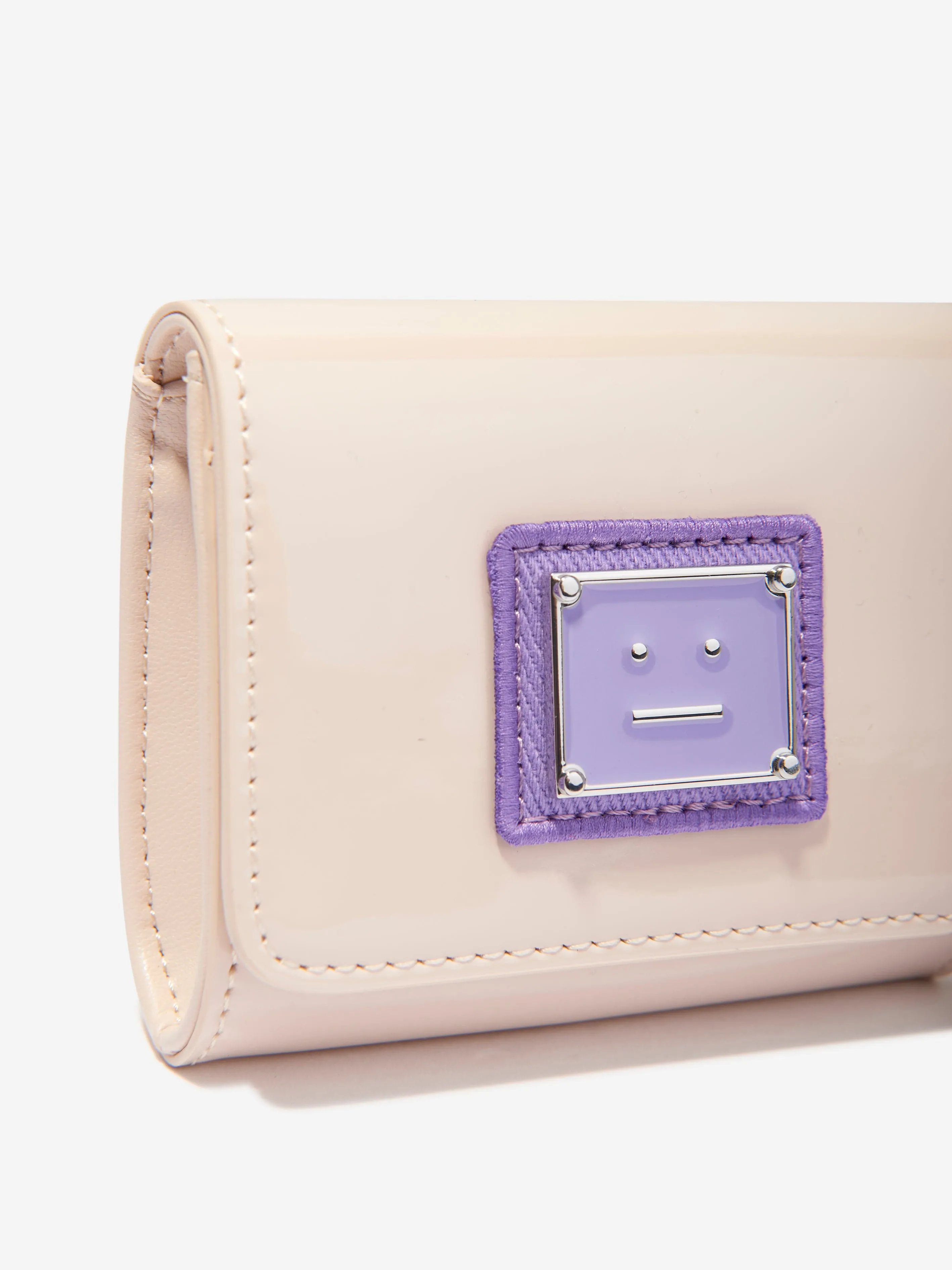 Acne Studios Kids Face Logo Wallet in Beige