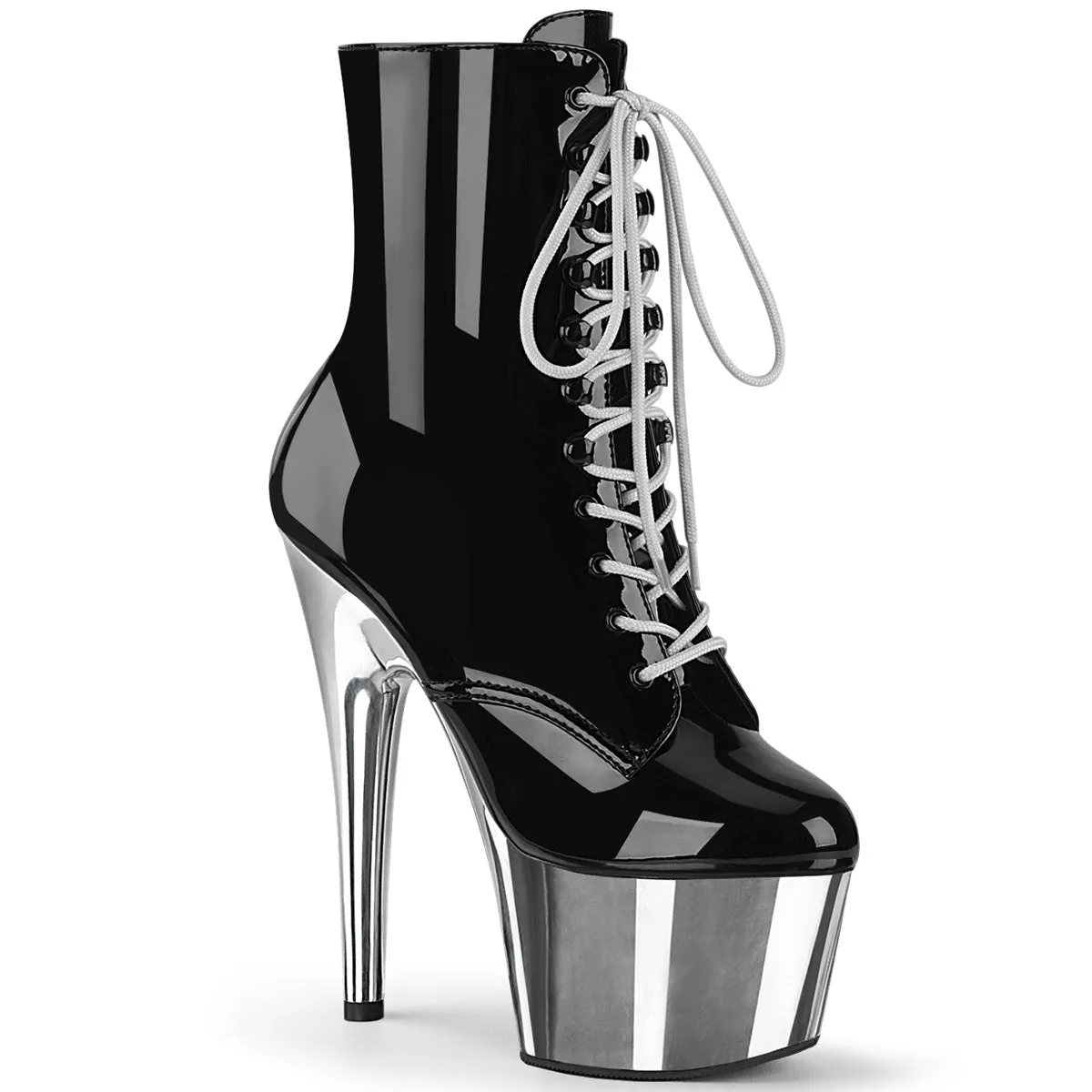 ADORE-1020 Pleaser Shoes Silver Chrome Platform Boots