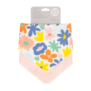 All 4 Ella Bandana Bibs 2 Pack - Bright Floral