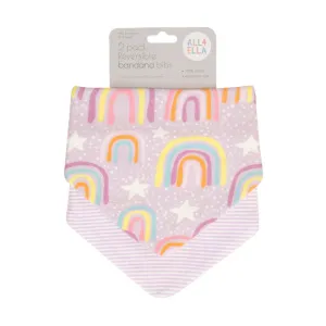 All 4 Ella Bandana Bibs 2 Pack - Lilac Rainbows