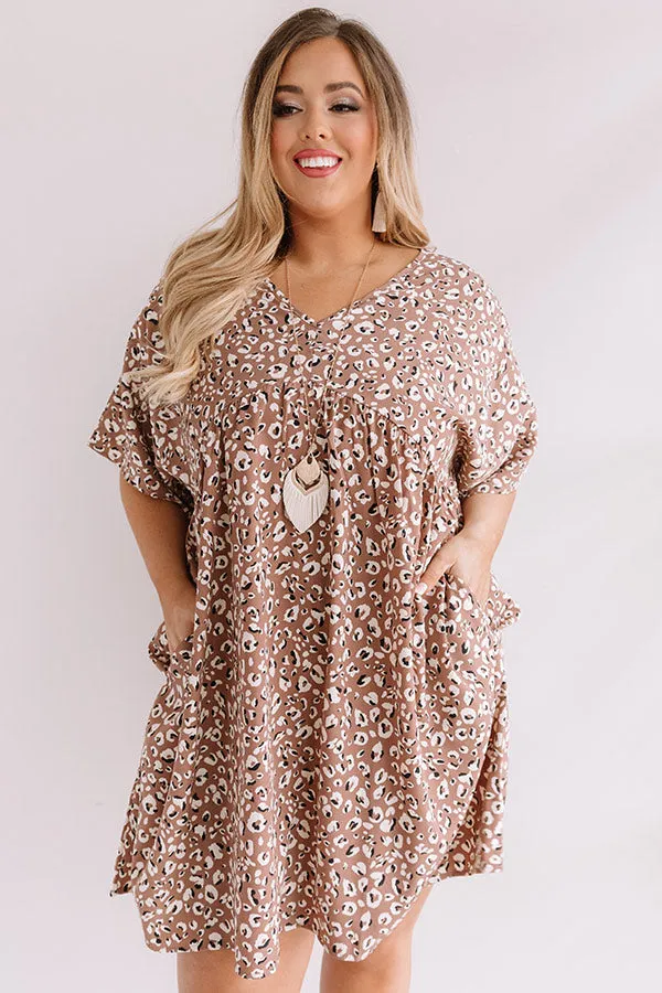 Alps And Kisses Leopard Babydoll Dress In Taupe Curves