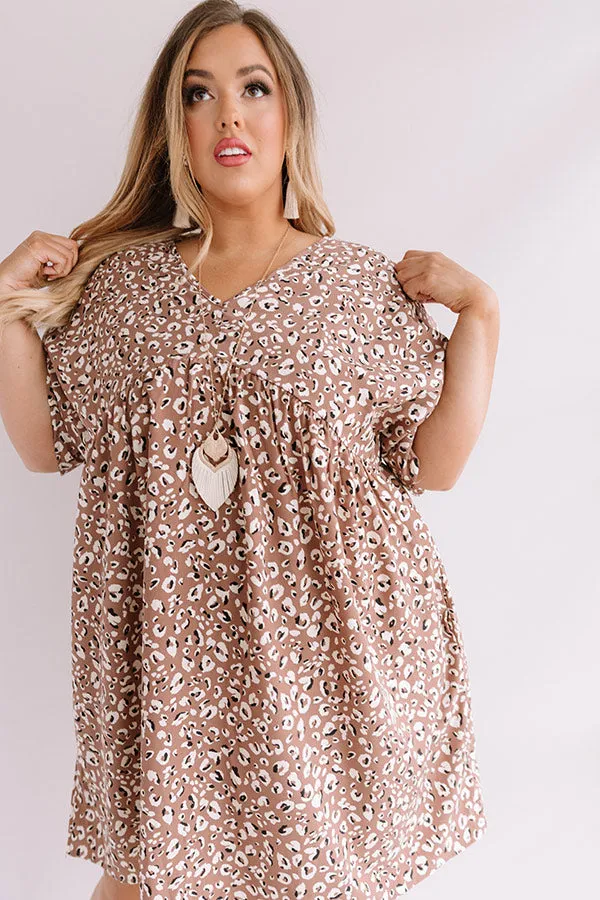 Alps And Kisses Leopard Babydoll Dress In Taupe Curves