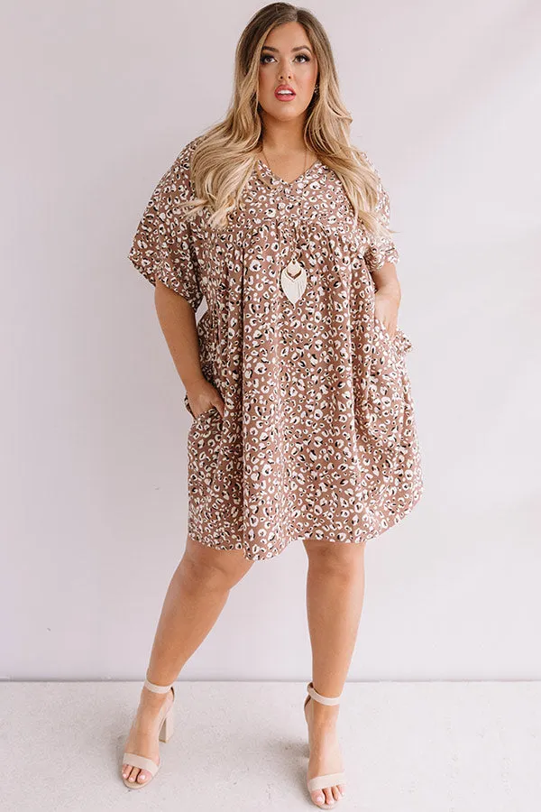 Alps And Kisses Leopard Babydoll Dress In Taupe Curves