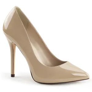 AMUSE-20  Pleaser Shoes Cream Patent HIdden Platform Pump