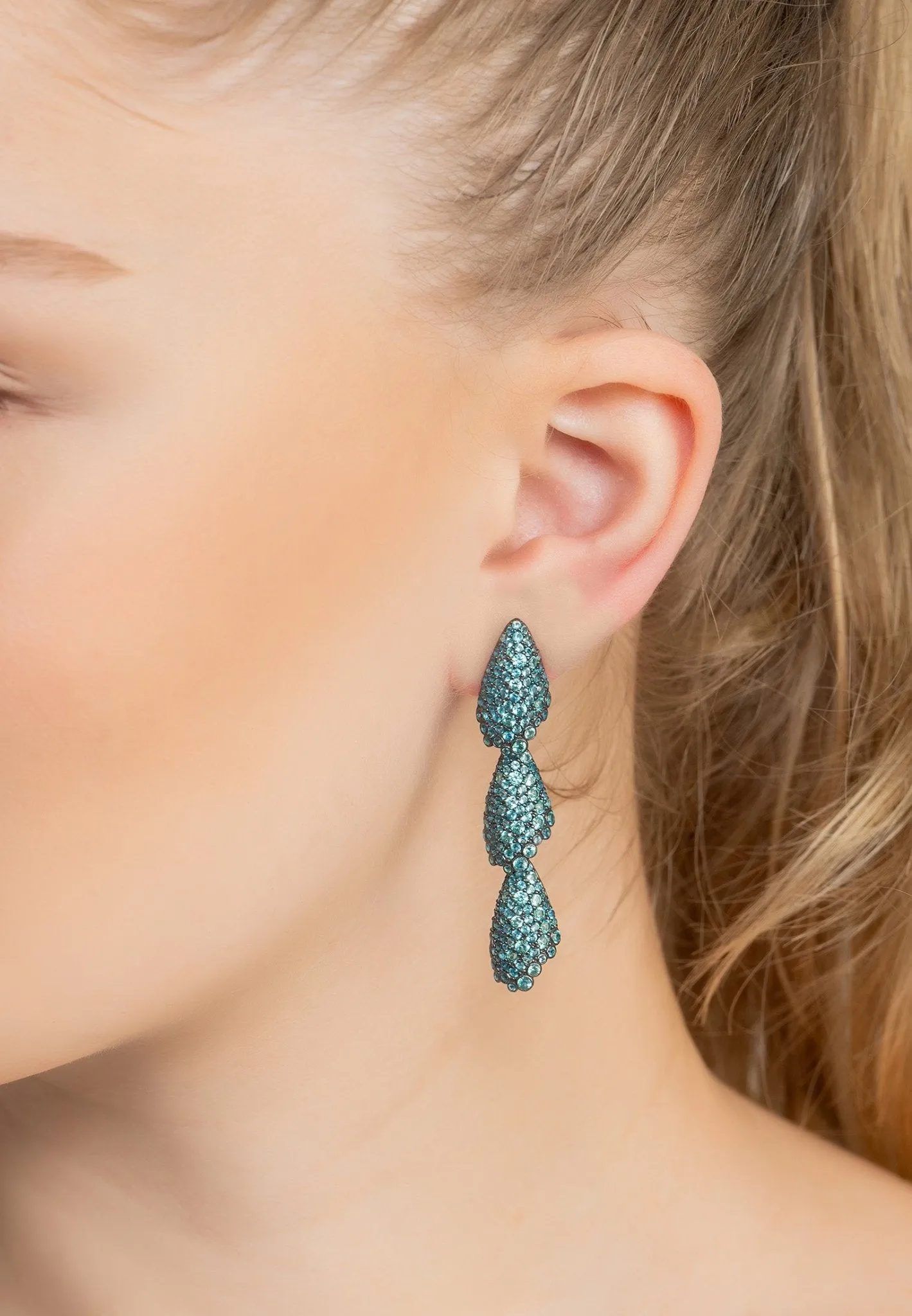 Arabelle Aqua Earrings Silver Oxidised