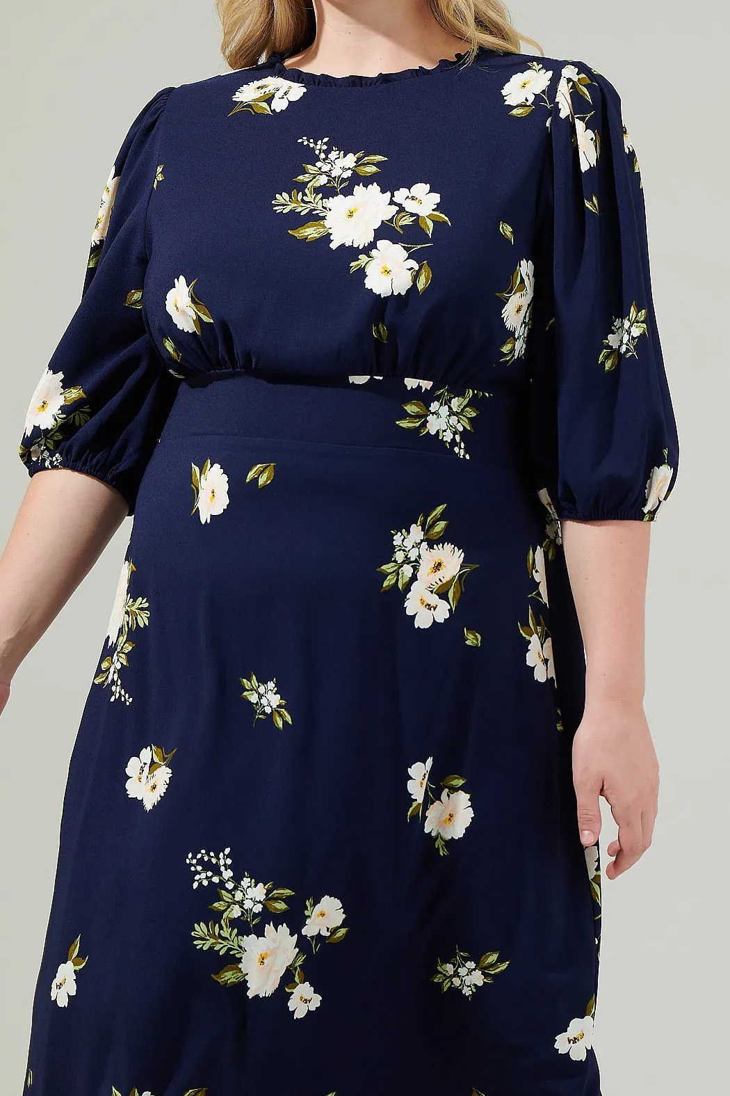 Arlene Floral Smocked Midi Dress Curve