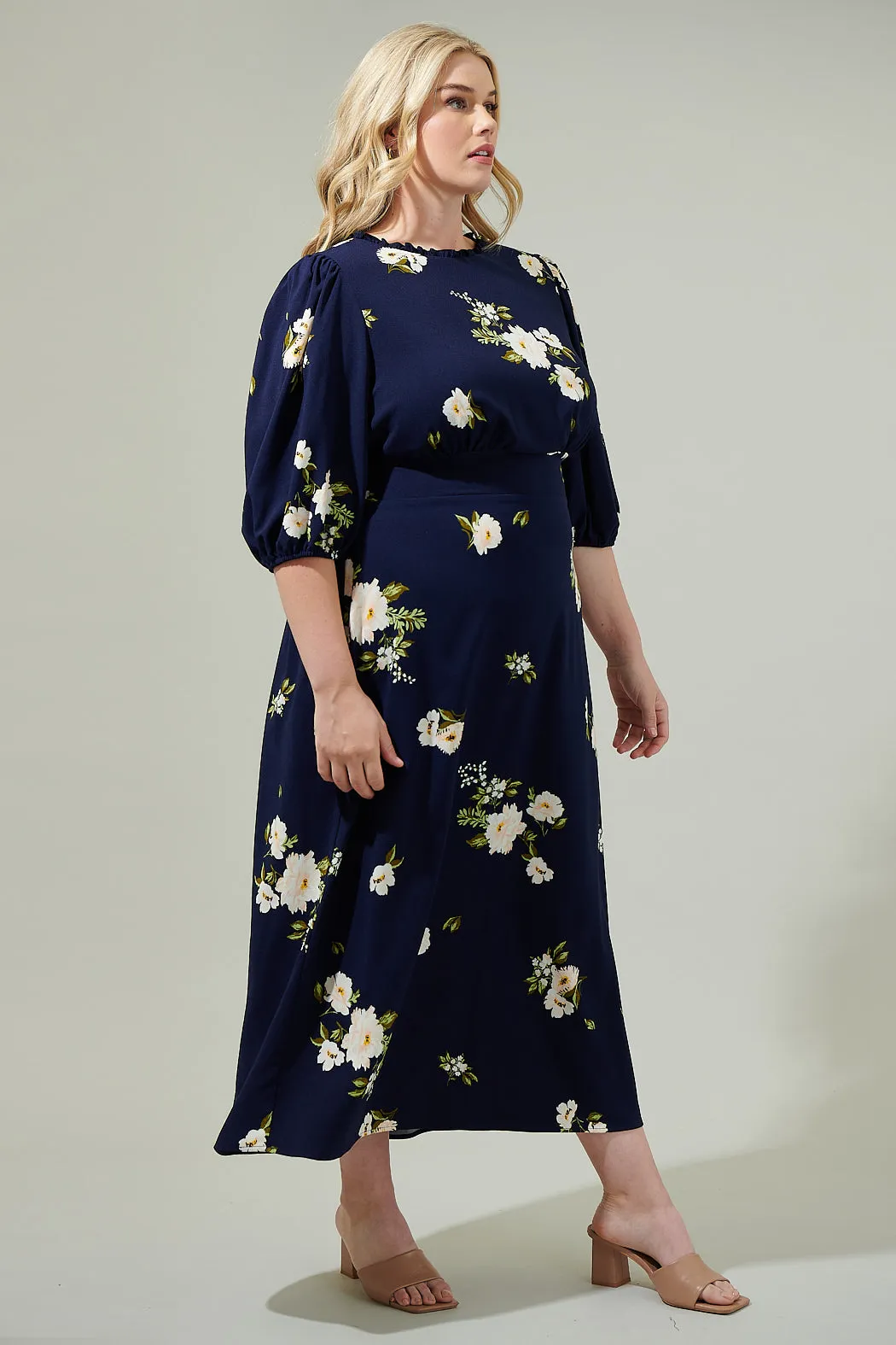 Arlene Floral Smocked Midi Dress Curve