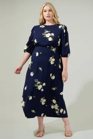 Arlene Floral Smocked Midi Dress Curve