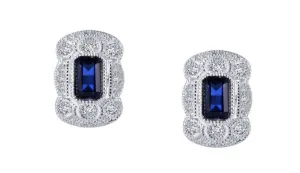 Art Deco Style Lab Grown Sapphire Earrings E0348CSP