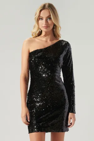 Aubrielle Sequin One Shoulder Dress