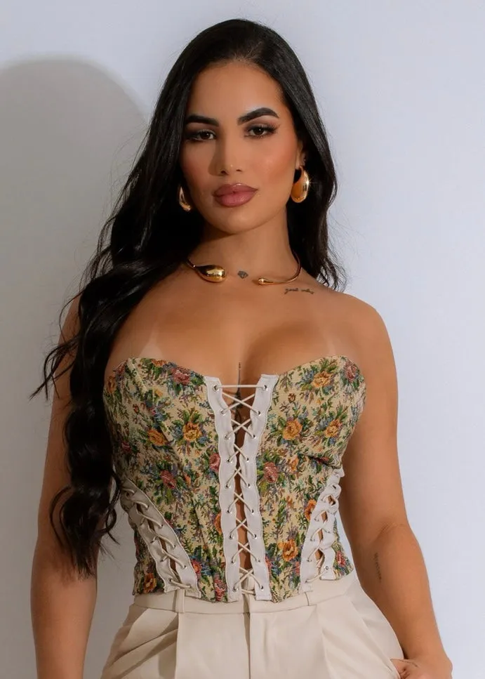 Autumn Tapestry Corset Top Nude