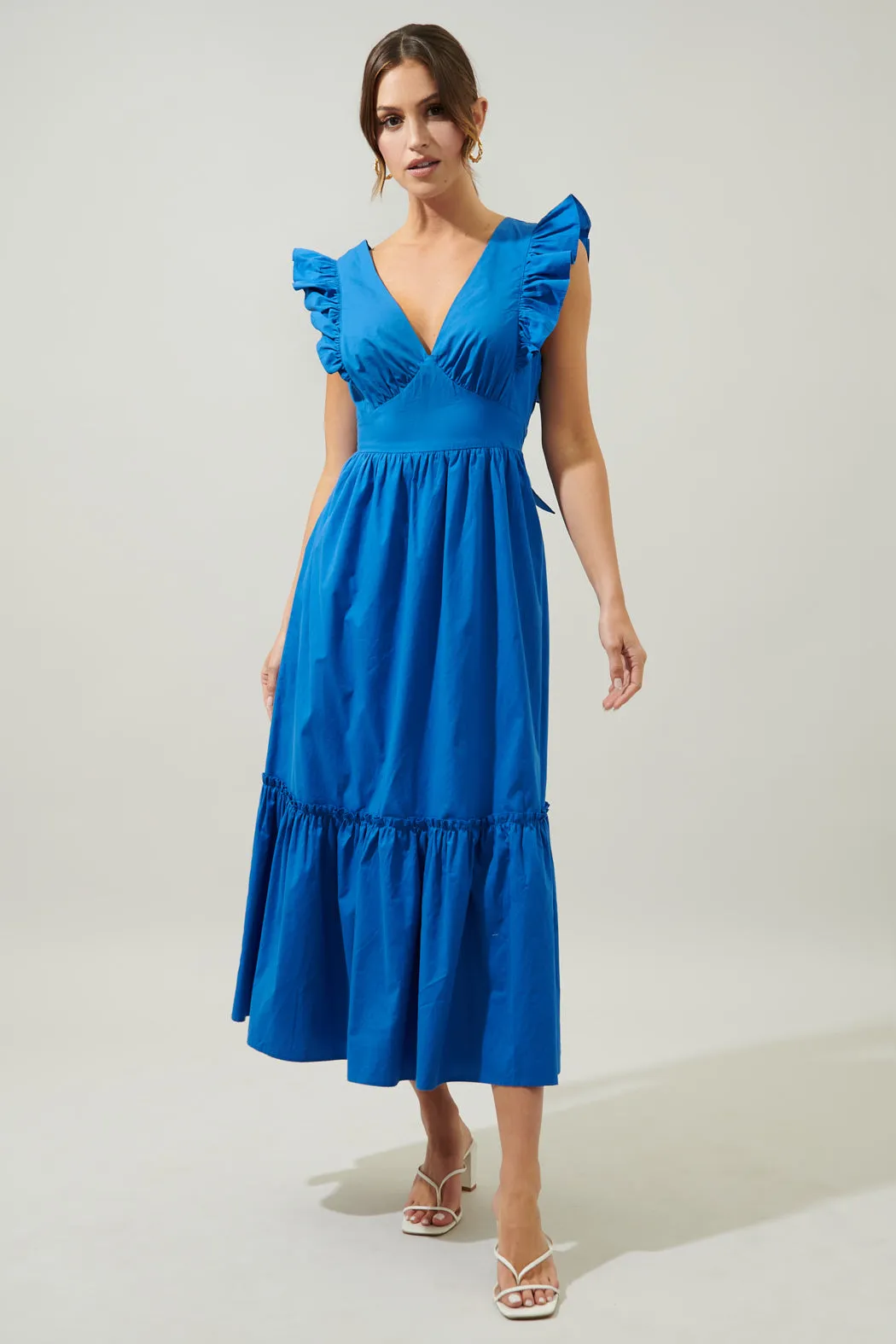 Avila Poplin Tie Back Midi Dress