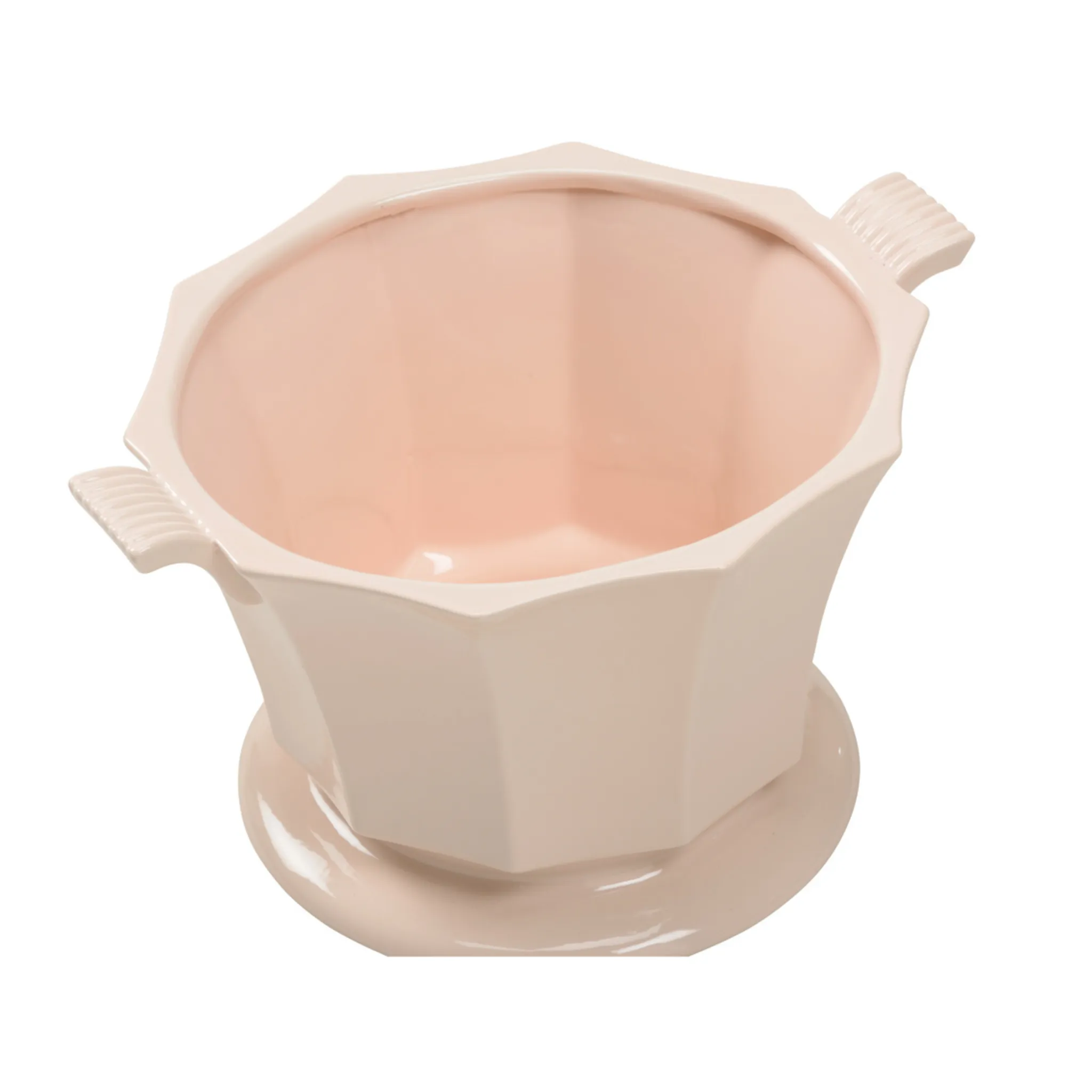 Baron Ceramic Cachepot in Pink Glaze