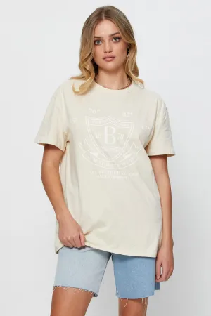 Beige Graphic T Shirt Short Sleeve