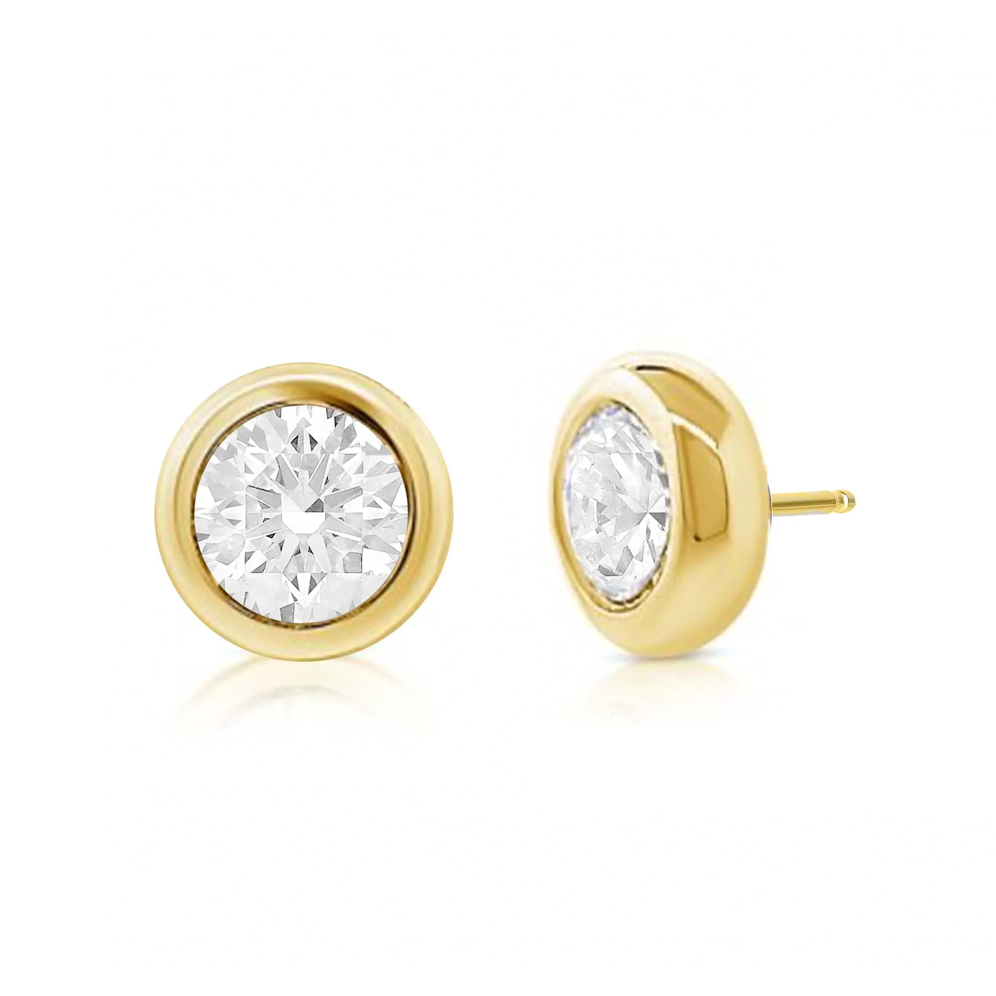 Bezel Set 3ctw Lab Diamond Studs (PAIR) - IGI Certified