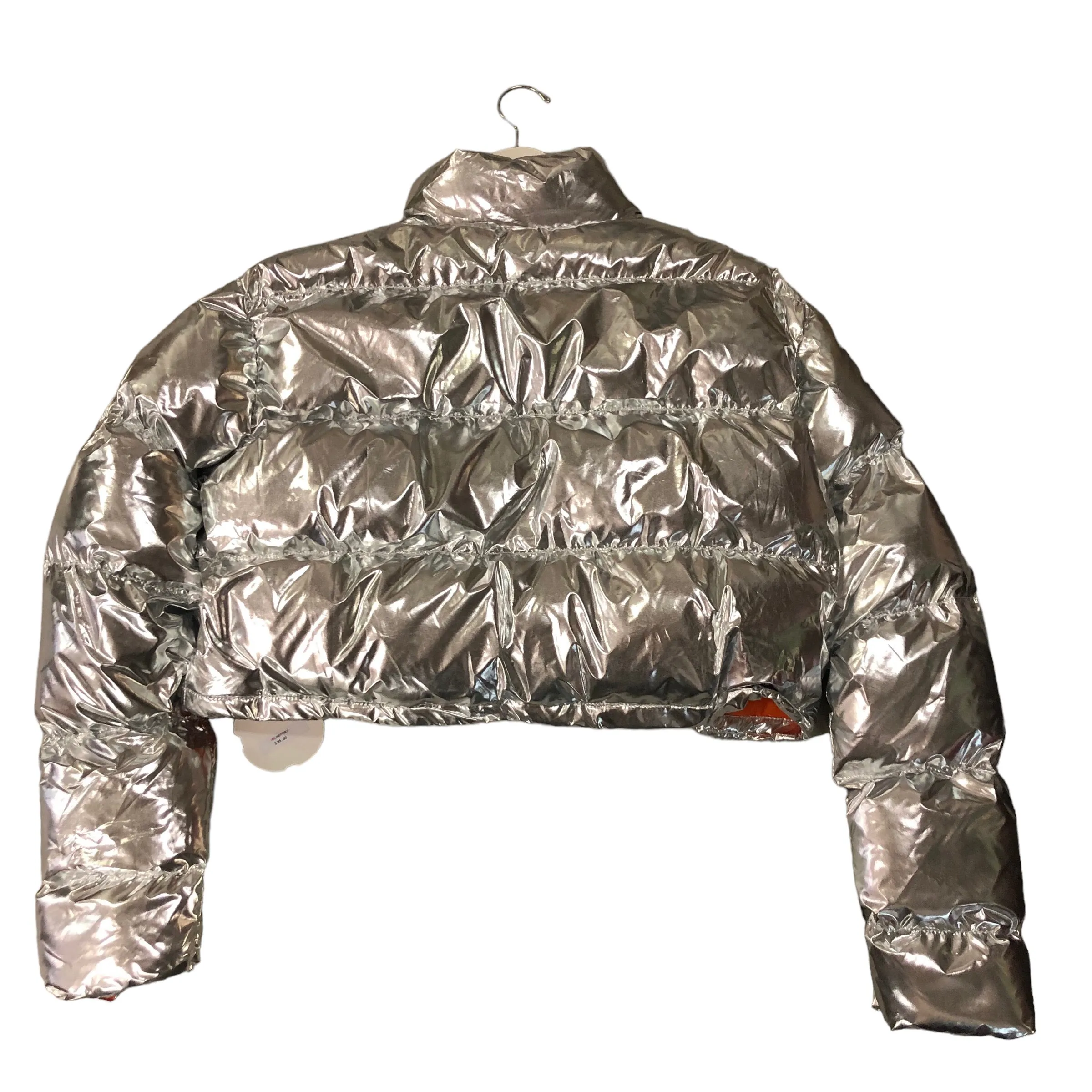 Brand New Silver Puffer Crop Jacket