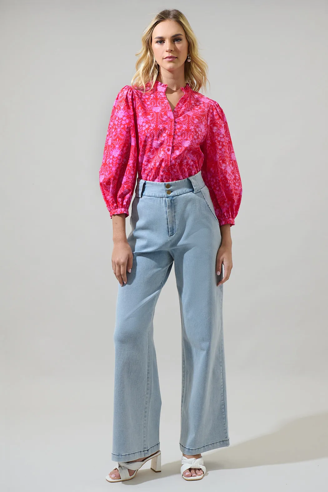 Cecy Floral Ima Button Up Top