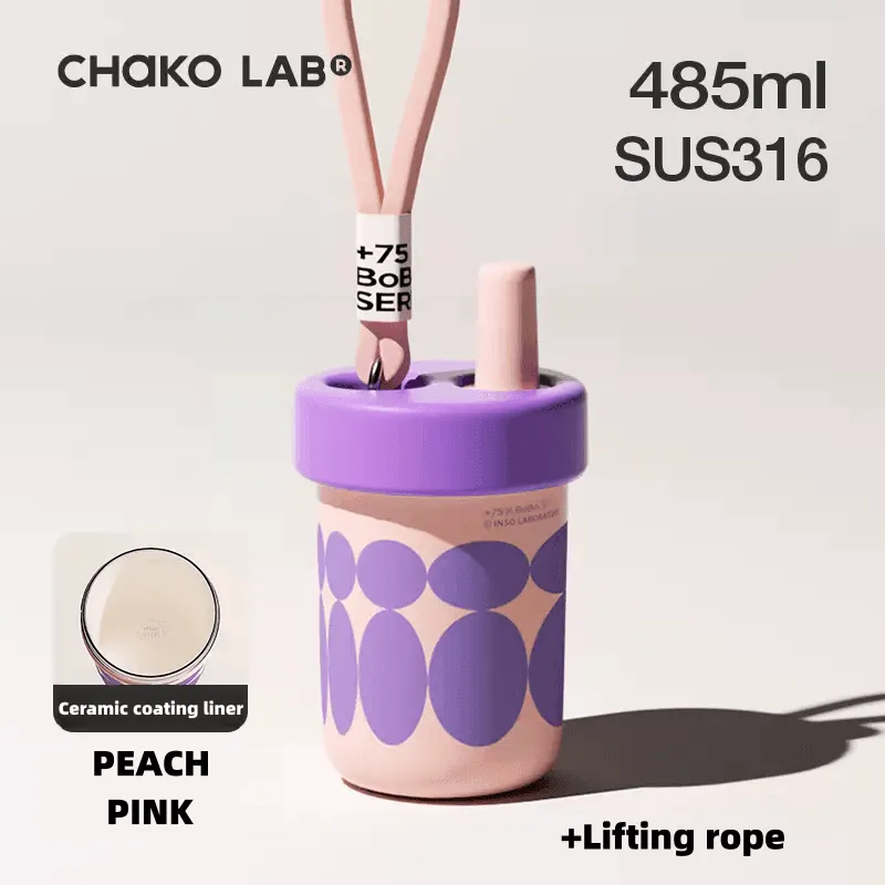 CHAKOLAB Ceramic Insulated BOBO Straw Cup 450ml