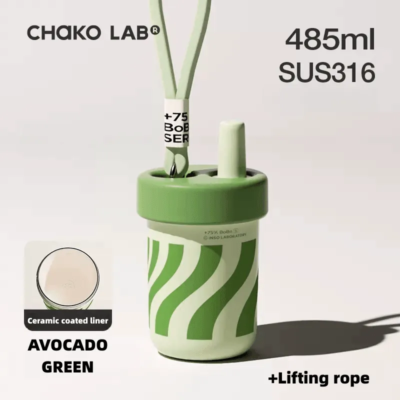 CHAKOLAB Ceramic Insulated BOBO Straw Cup 450ml