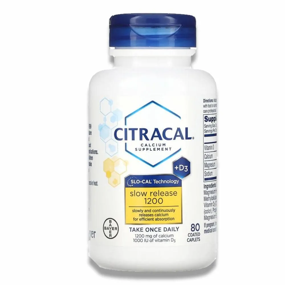 Citrical - Calcium Supplement Slow Release 1200   D3, Coated Tablets 80 Ct - 24 Pack