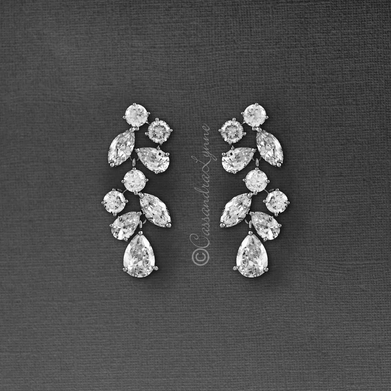 Clip-On CZ Wedding Earrings with Multi-Shape Jewels