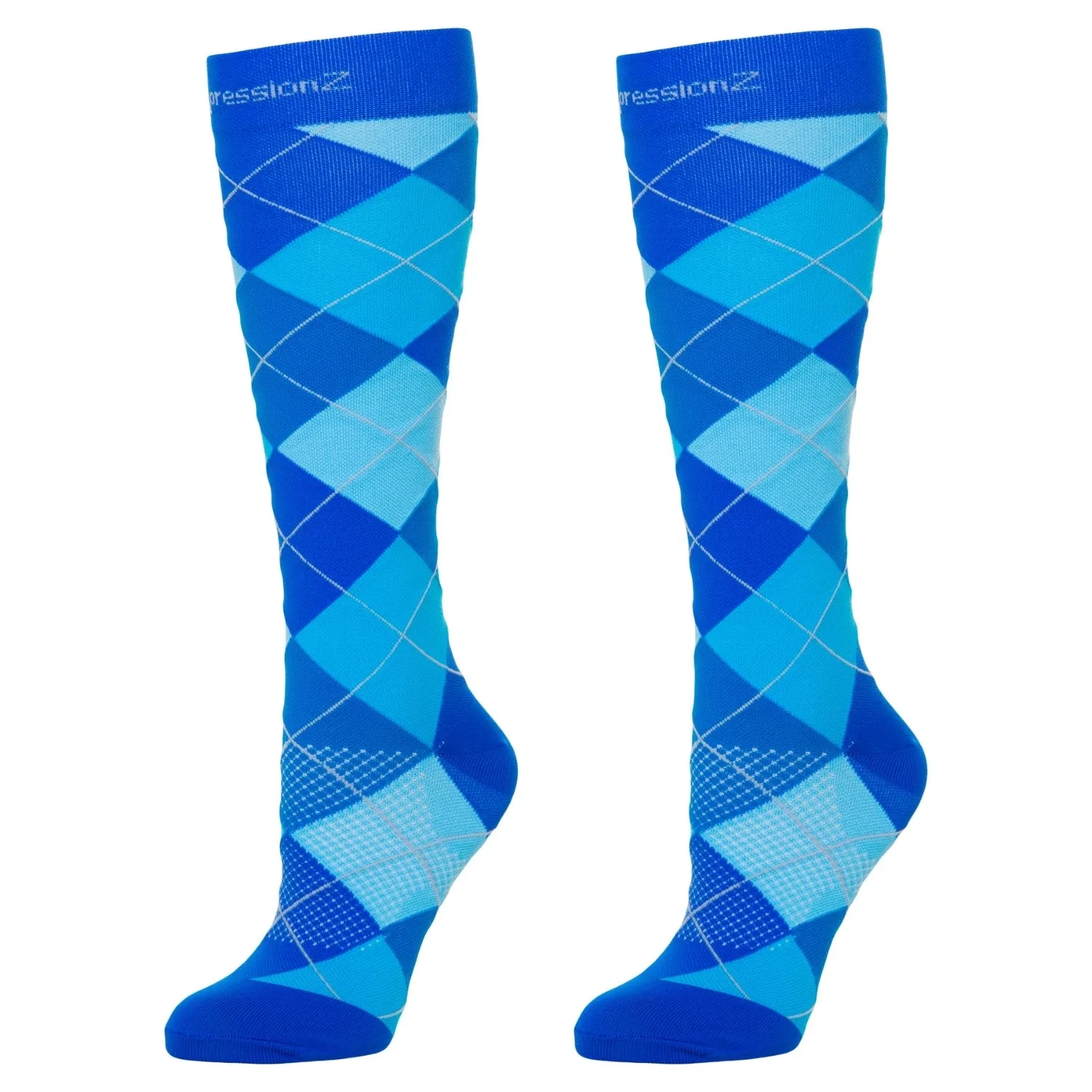 Compression Socks (30-40 mmHg) - Argyle Blue