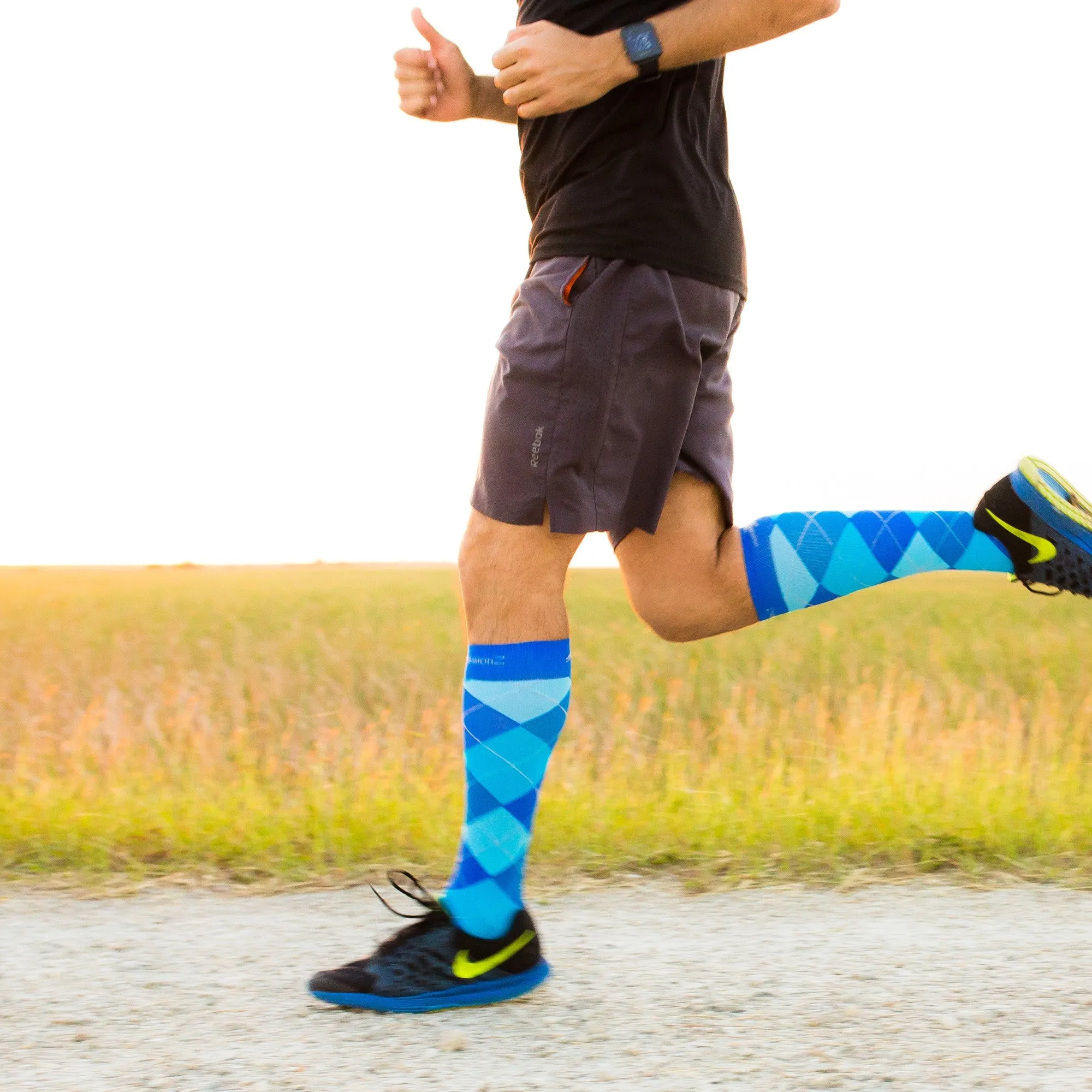 Compression Socks (30-40 mmHg) - Argyle Blue