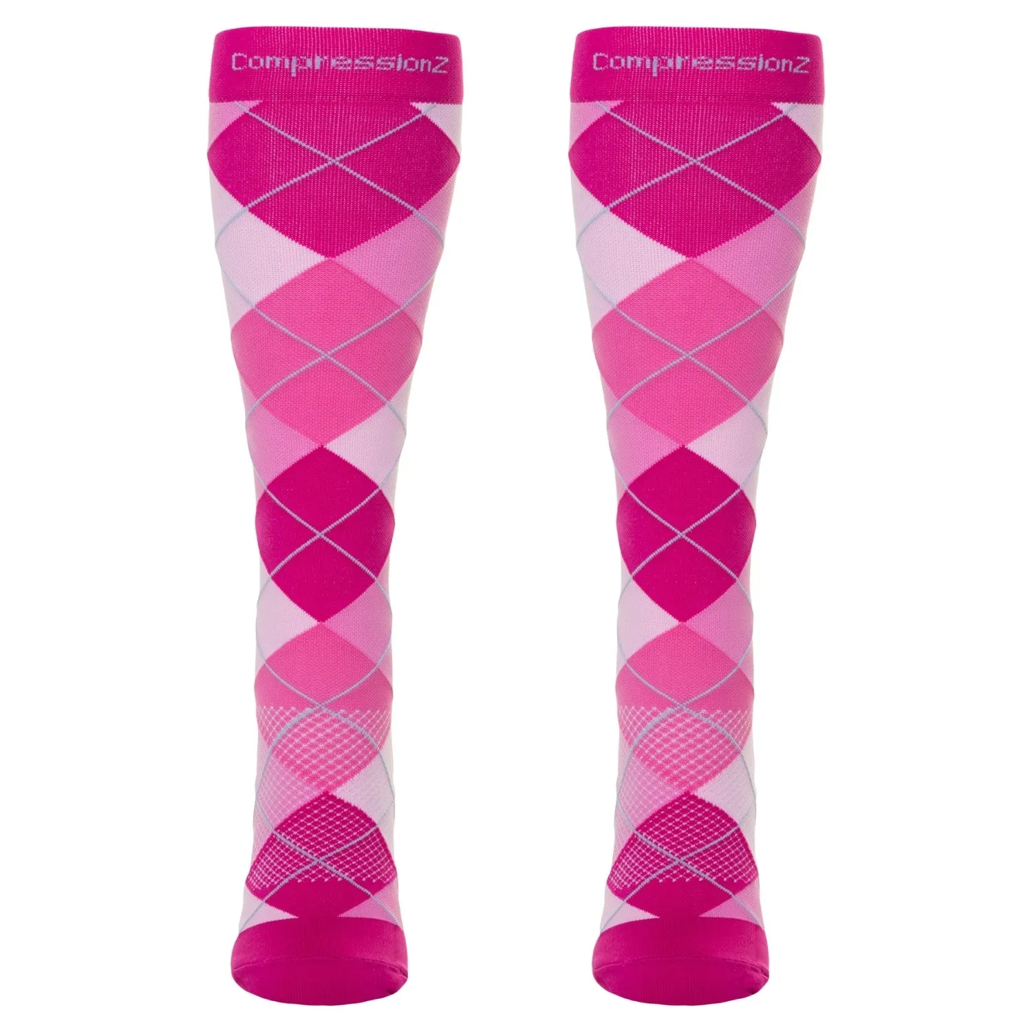 Compression Socks (30-40 mmHg) - Argyle Pink