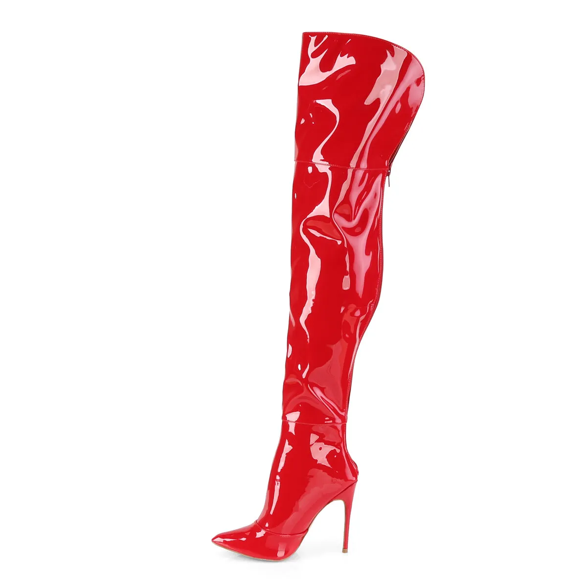 COURTLY-3012 Pleaser Clearance Shoes Red Patent Thigh High Sexy Boot