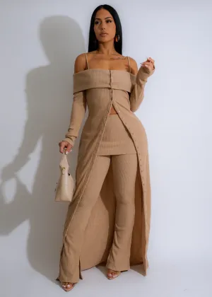 Cozy Canyon Ribbed Pant Set Nude