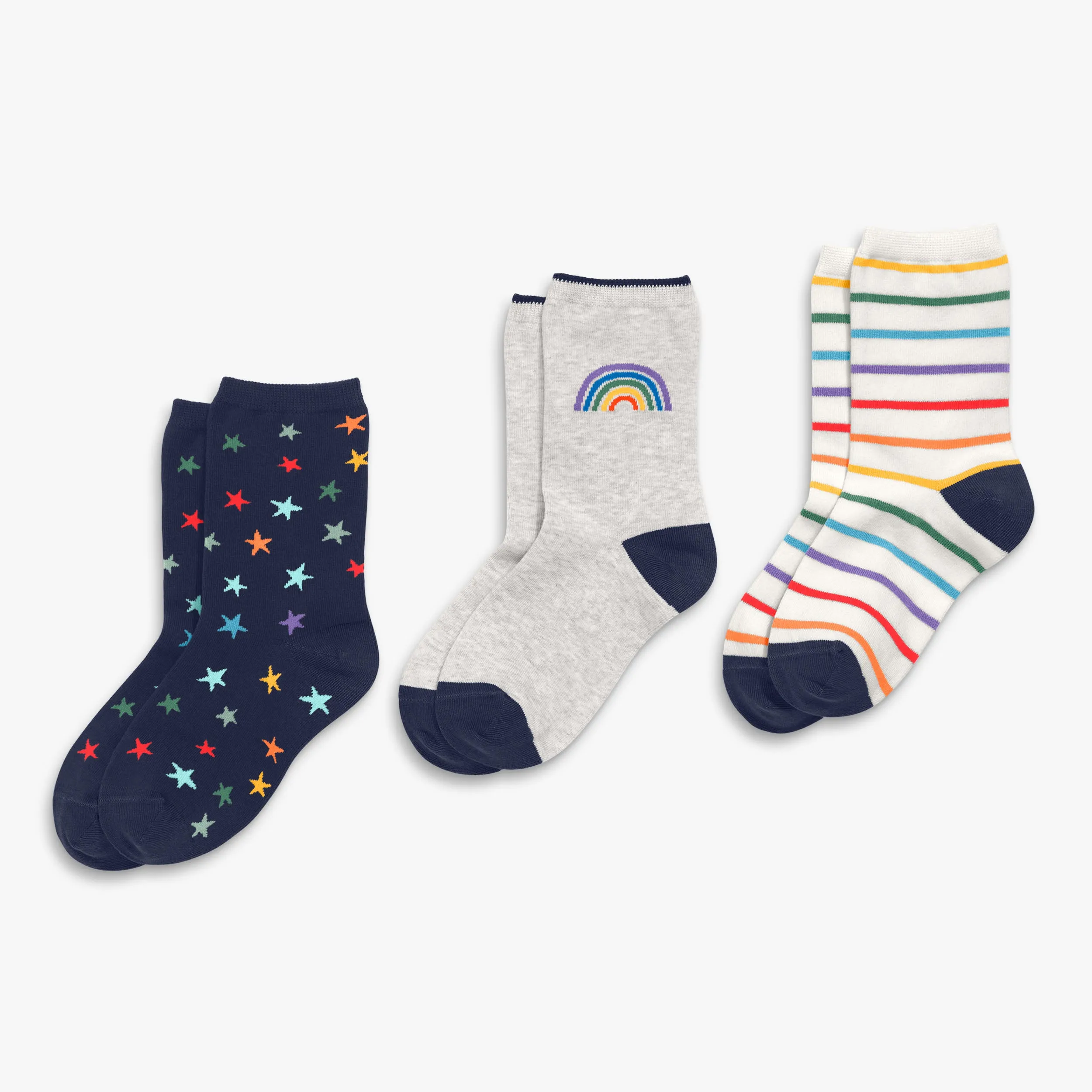 Crew sock 3-pack in rainbow star mix