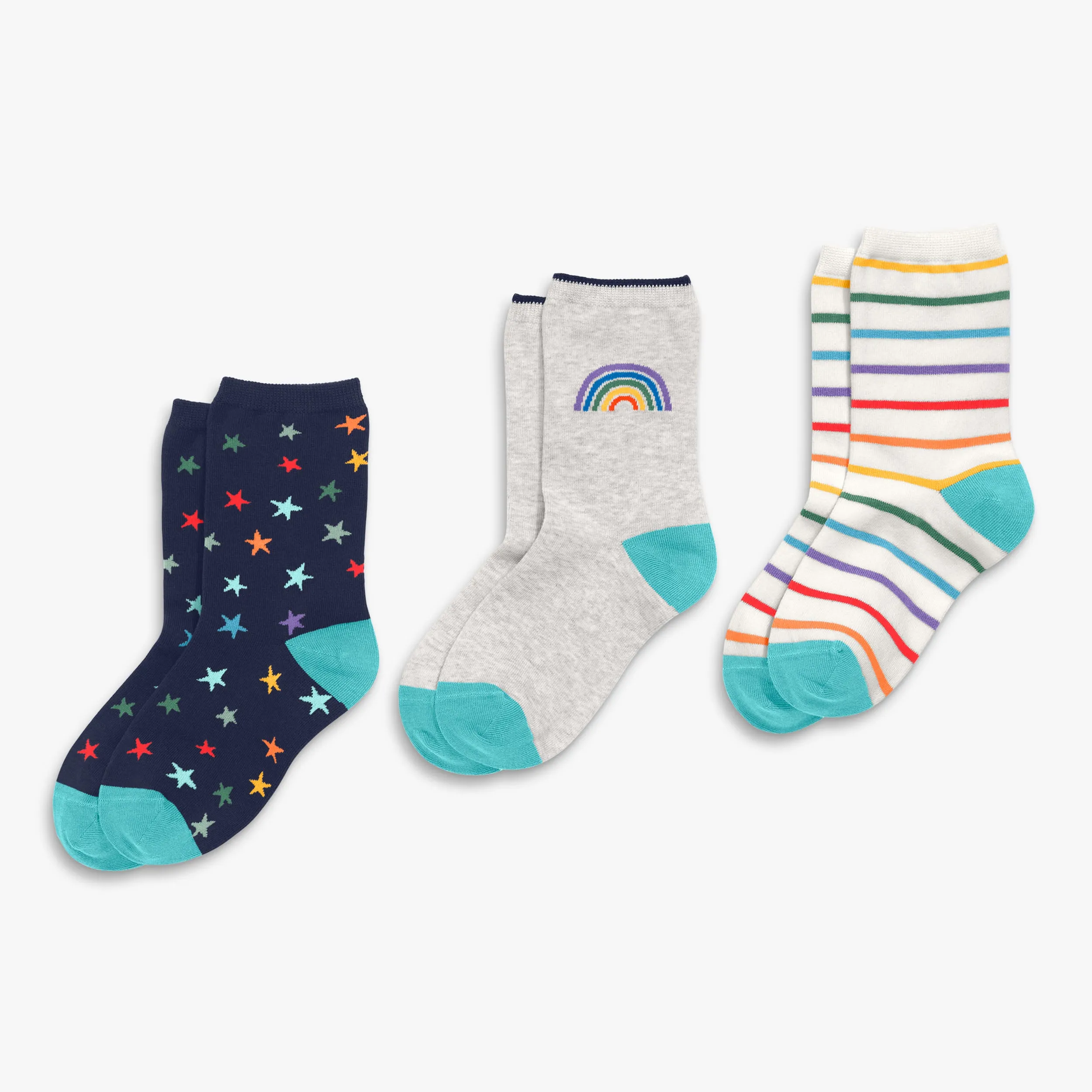 Crew sock 3-pack in rainbow star mix