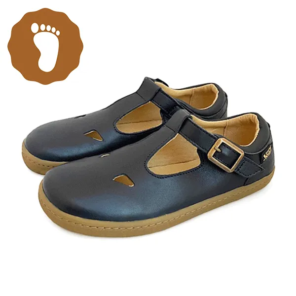 Darcey T-Bar Kids Barefoot Shoe Navy Leather